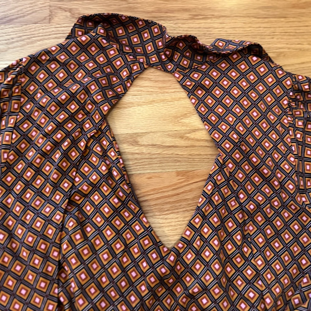 Free People Brown Long Sleeve Printed Wrap Mini Dress - Picture 8 of 16